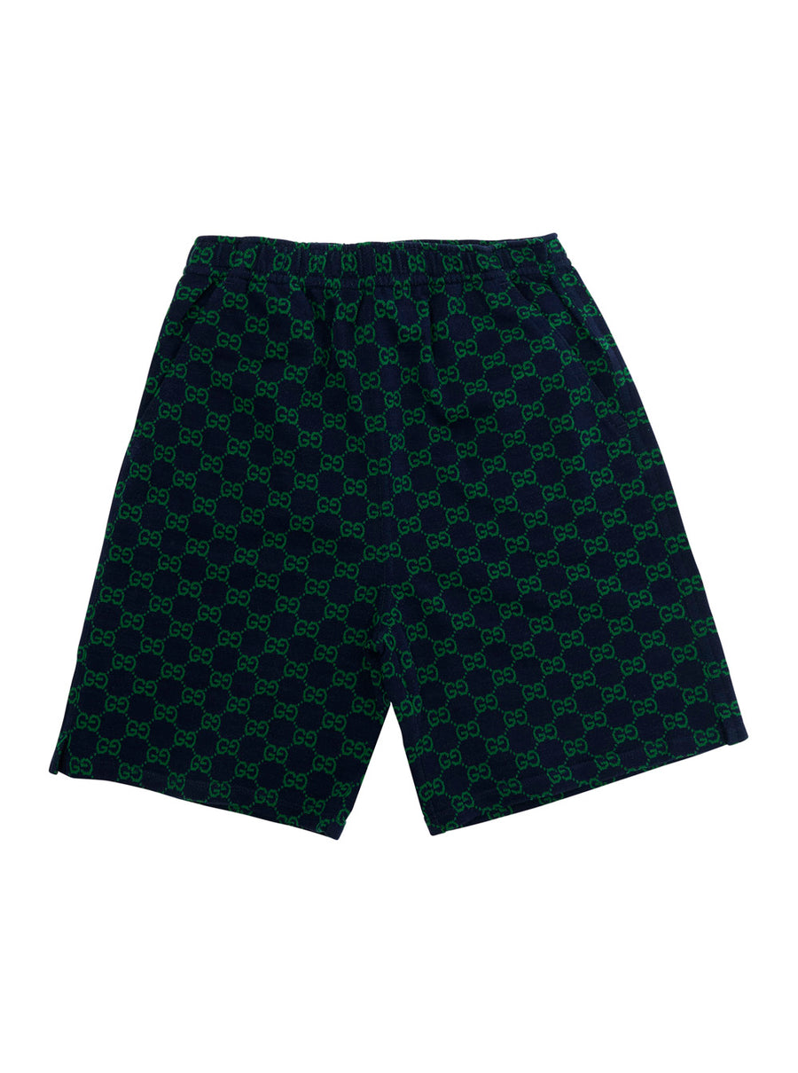 Boys Shorts With Gg Motif Blue Fabric