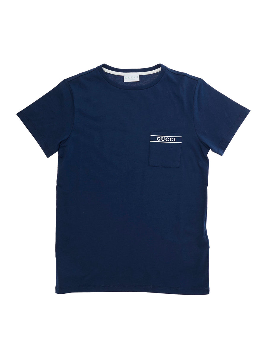 Kids T-Shirt With Logo, Blue Cotton T-shirts