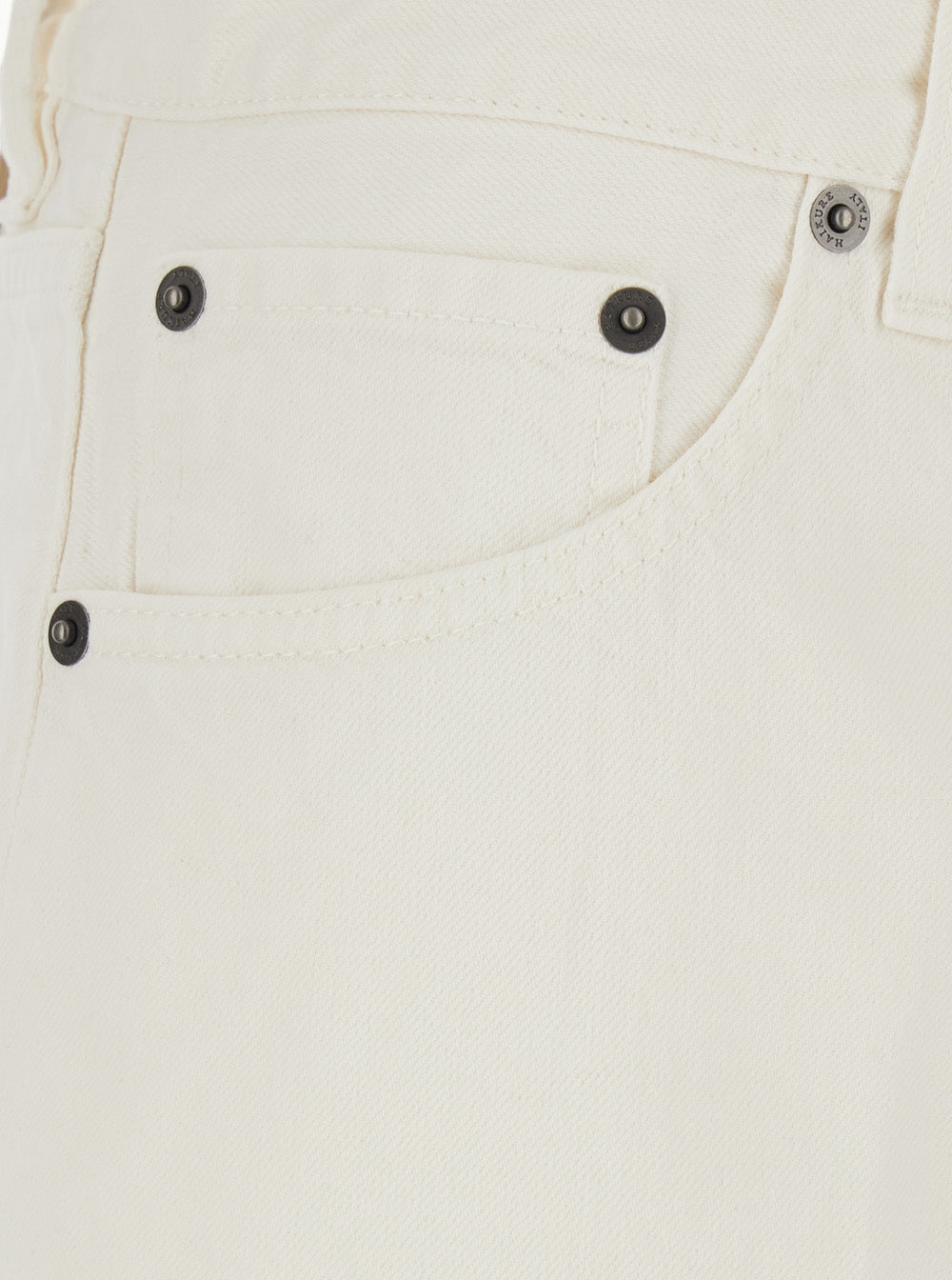White Jeans With Belt Loops And Logo Patch On The Back Denim Woman
