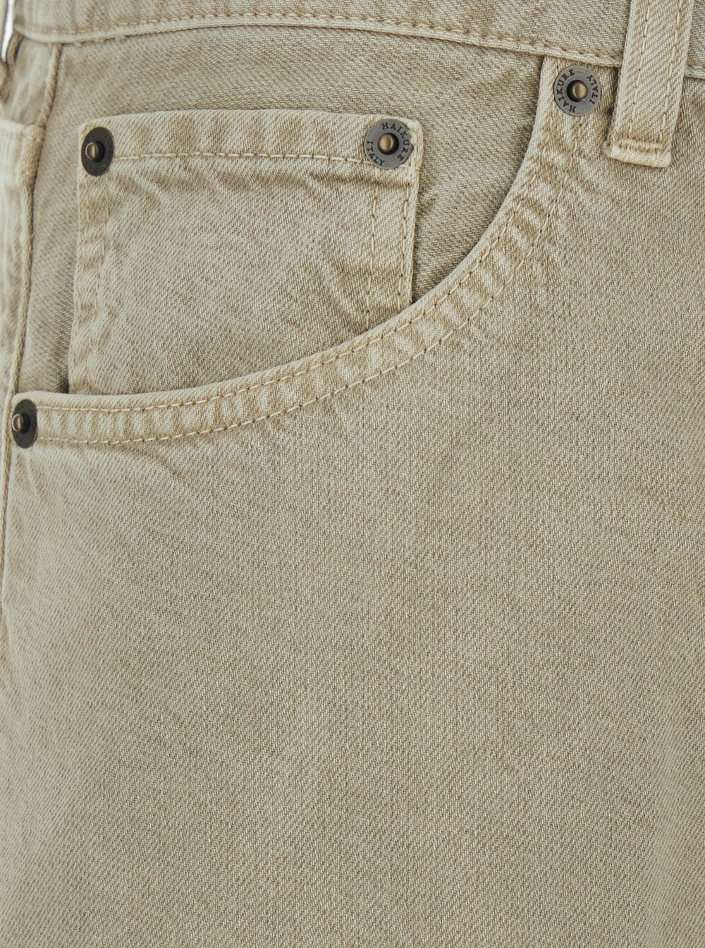 Khaki Green Jeans With Belt Loops And Logo Patch On The Back Denim Women