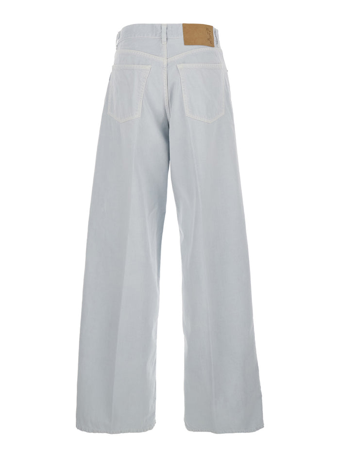 Gray Jeans with Belt Loops and Logo Patch on the Back in Womens Denim Grey