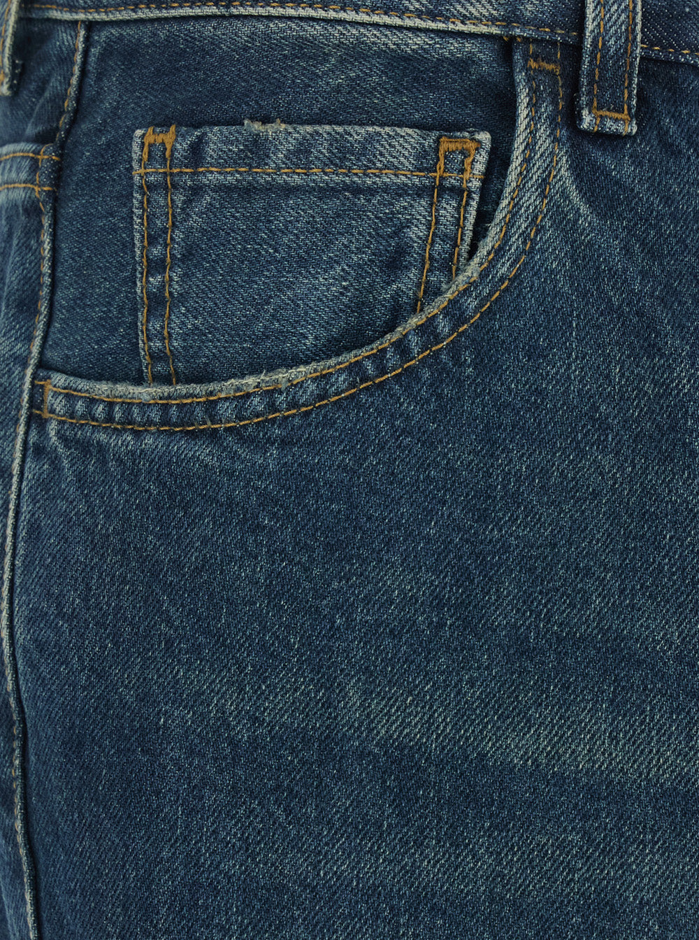 Blue Jeans with Logo Patch on the Back and Faded Effect in Denim for Women Blu