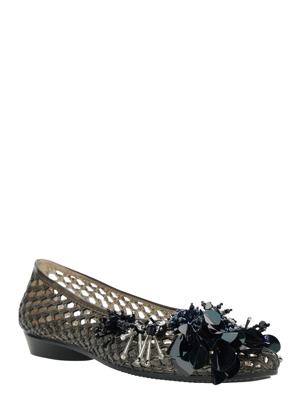 Glam Jelly Ballet Shoes In Black Pvc For Women Ballerinas