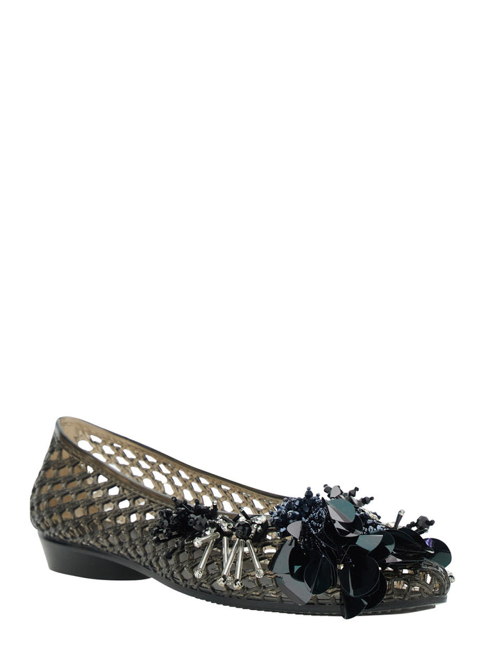 Glam Jelly Ballet Shoes In Black Pvc For Women Ballerinas