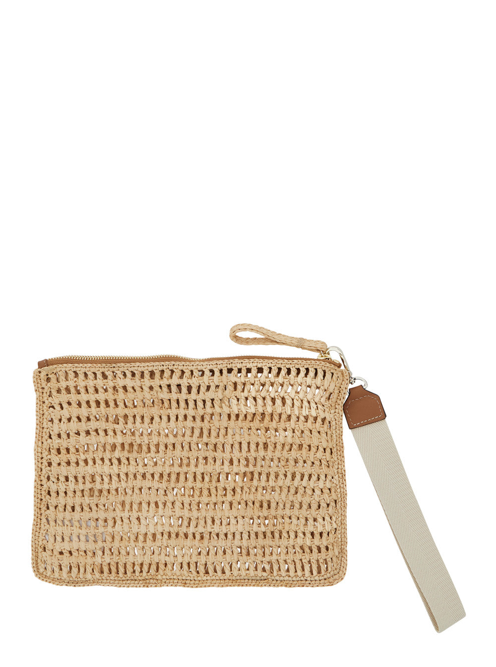 Handbag Dayani With Crochet Work In Natural Raffia Women Beige Hand Bags