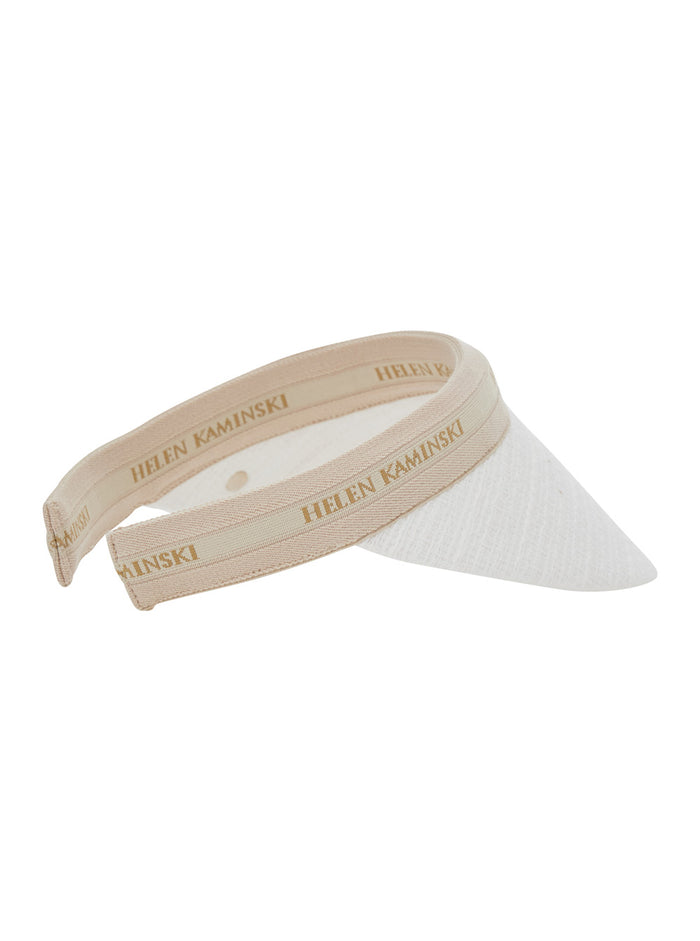 White Carter Hat with Wide Brim and Elegant Details in Cotton for Women Polyester Gloves