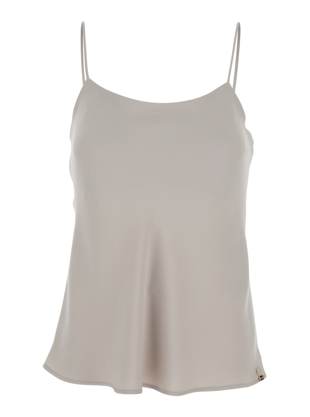 Top with U-neck in white tech fabric for women Beige Polyester Tops