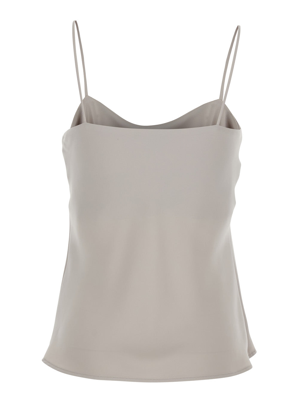Top with U-neck in white tech fabric for women Beige Polyester Tops
