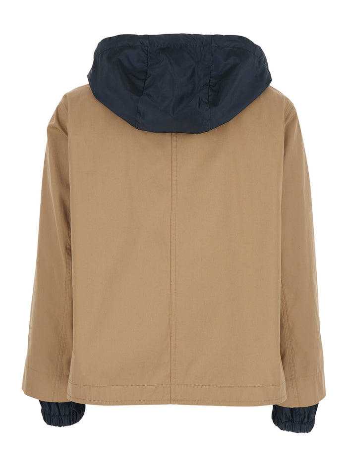 Reversible Brown Cotton Jacket with Hood for Women Outerwear