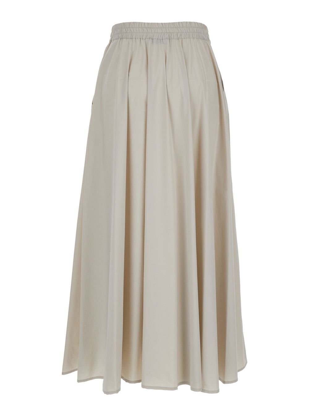 Long Skirt with Drawstring in Stretch Polyamide Beige Women Elastane