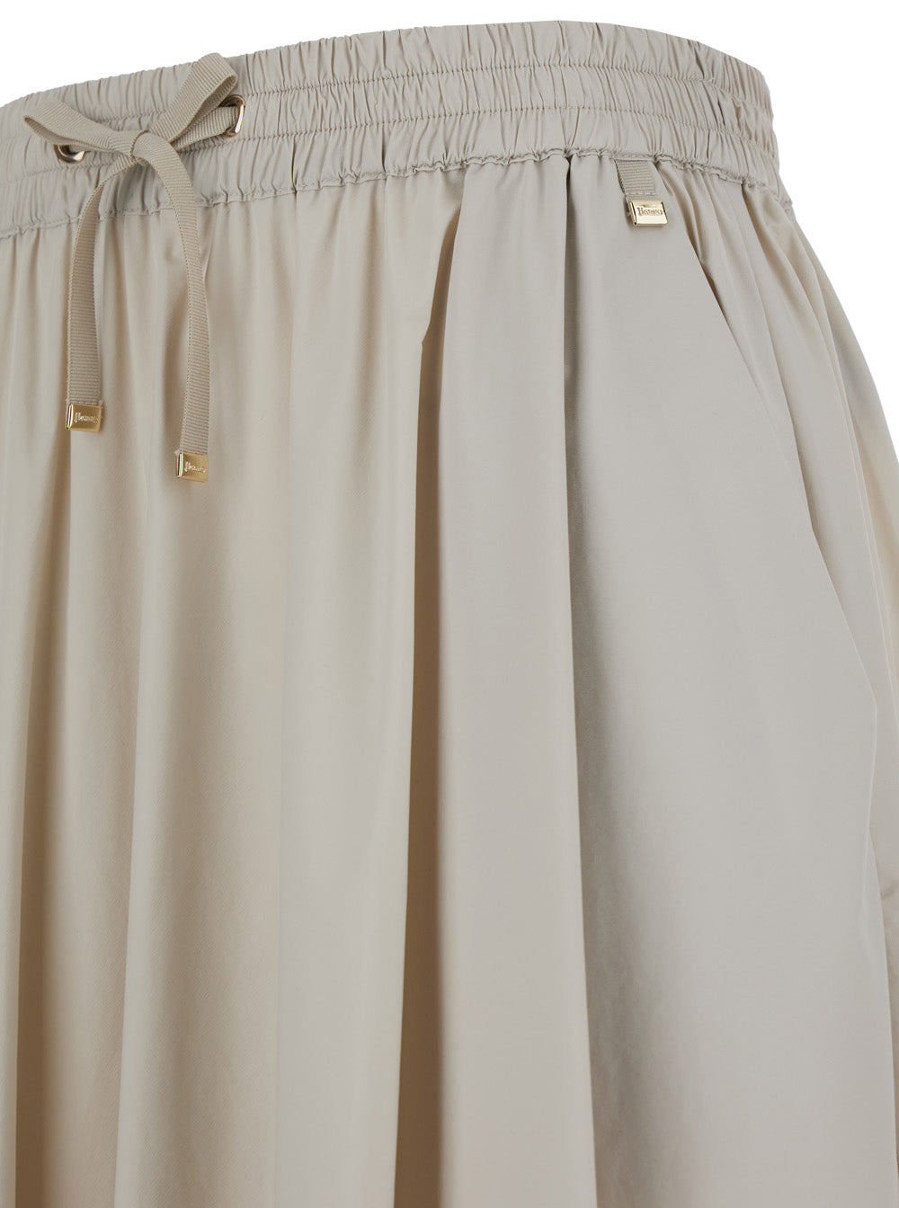Long Skirt with Drawstring in Stretch Polyamide Beige Women Elastane