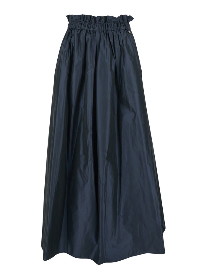 Blue Skirt with Logo Plaque on the Side and Elastic Waist in Tech Fabric Woman Blu Polyester
