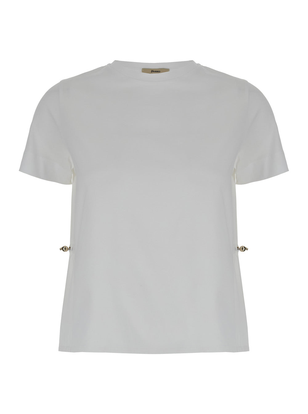 T-Shirt with Drawstring and Vent on the Back in White Cotton for Women Tshirts Polo Shirts