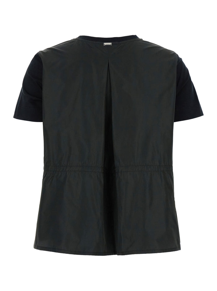Black T-Shirt with Drawstring and Vent on the Back in Womens Cotton Tshirts Polo Shirts