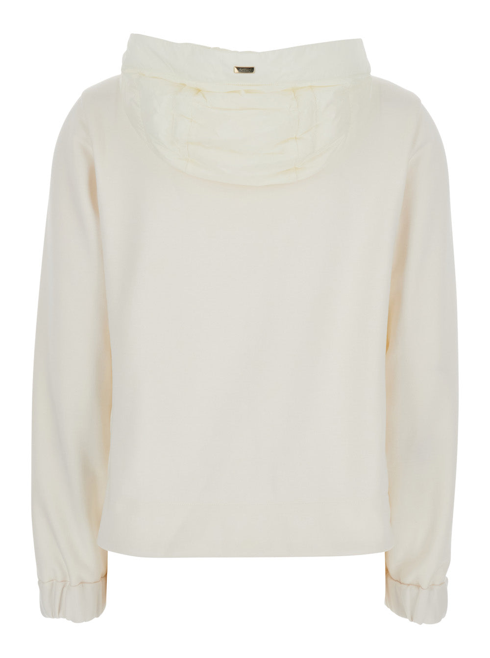 White Hooded Puffer Jacket with Drawstring and Quilted Design in Tech Fabric Cotton for Women Base Down