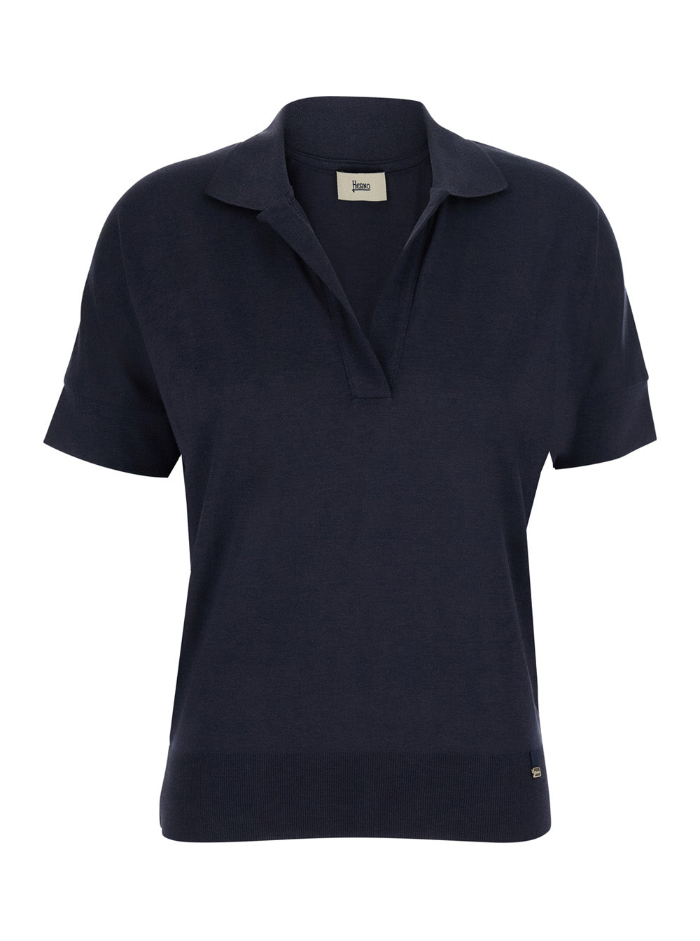 Polo Lyocell Cotton With Ribbed Collar And Short Sleeves In Blue Women Blu Tshirts Shirts