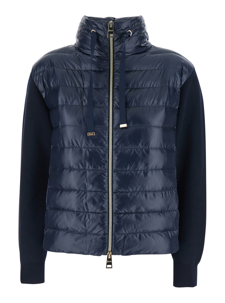Jacket Cotton-Nylon Blue Puffer