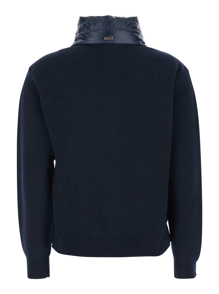 BIMATERIAL COTTON NYLON JACKET Blu Down