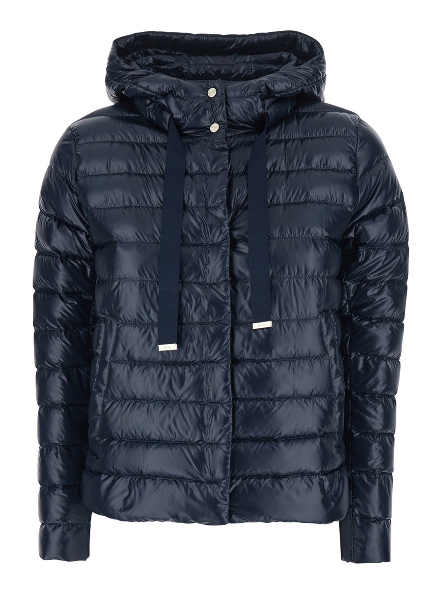 Hooded Puffer Jacket Blue Polyamide
