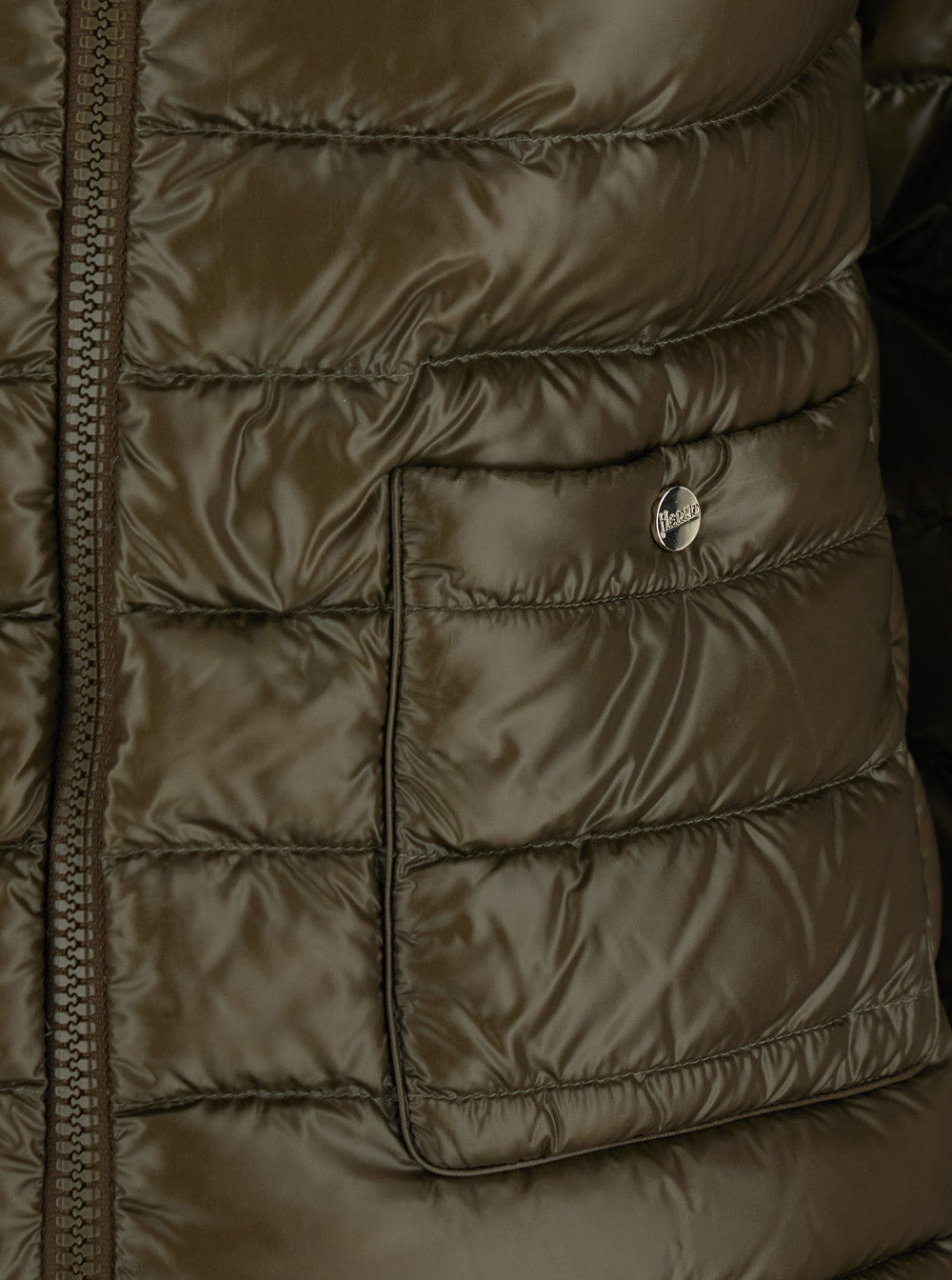 Green Puffer Jacket with Quilted Design for Men Polyamide Down