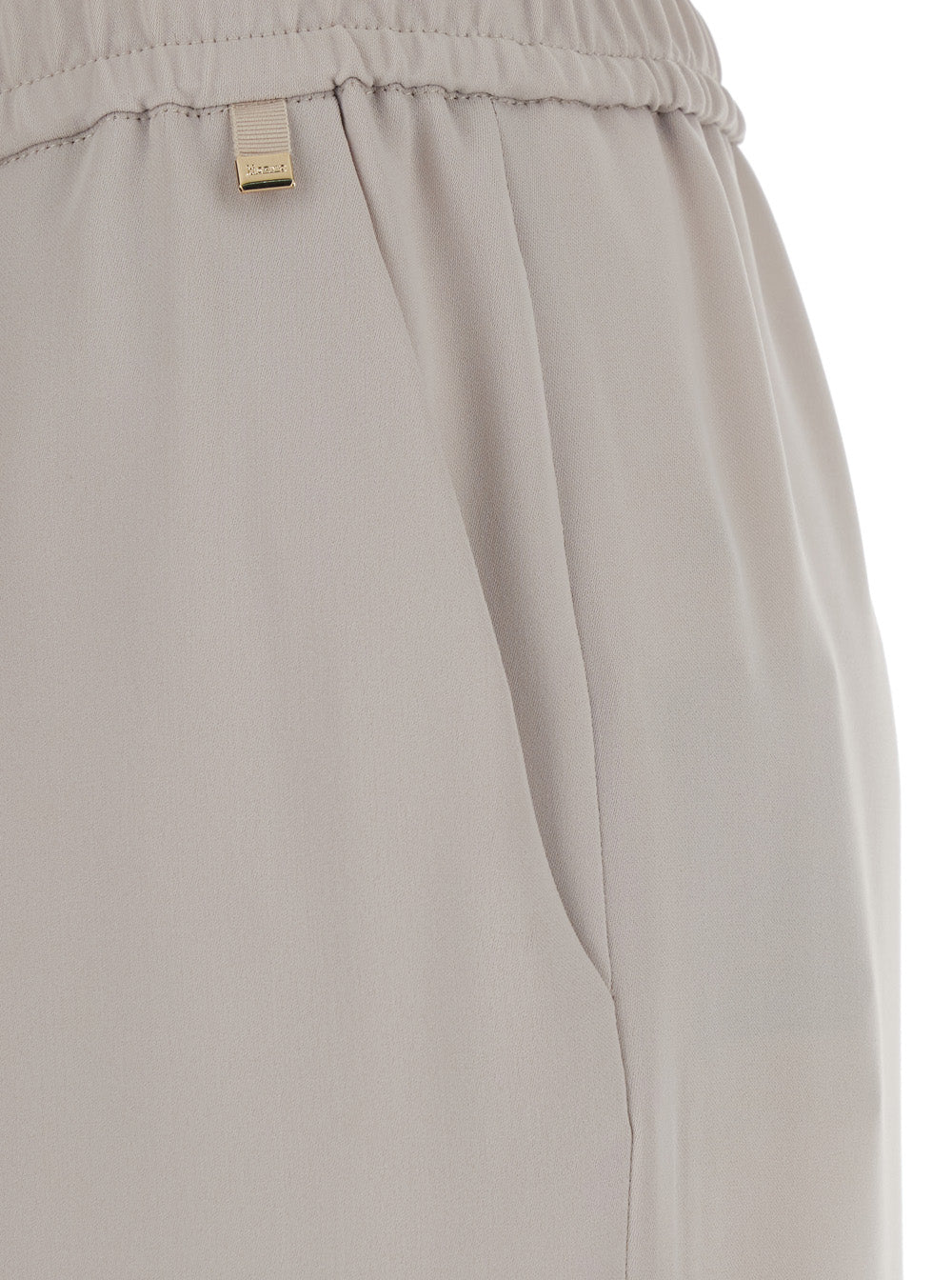 Beige Pants with Elastic Waist in Tech Fabric for Women Polyester Trousers