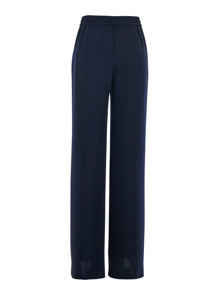 Blue Pants with Elastic Waist and Drawstring Logo Plate on in Tech Fabric for Women Blu Polyester Trousers
