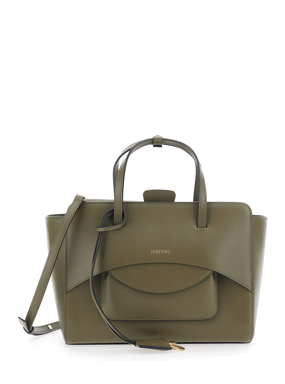 Handbag Green With Flap Closure And Leather Details Calf Hand Bags