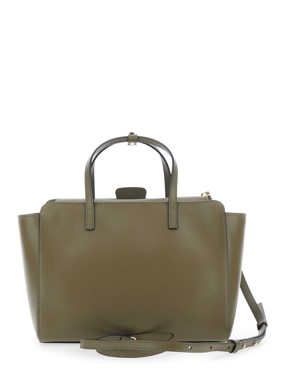Handbag Green With Flap Closure And Leather Details Calf Hand Bags
