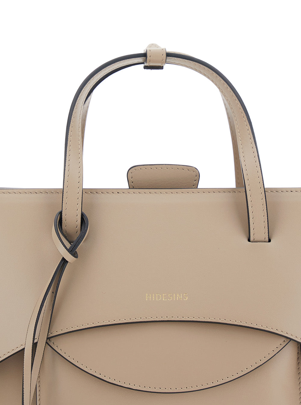 Beige Leather Handbag With Flap Closure For Women Calf Hand Bags