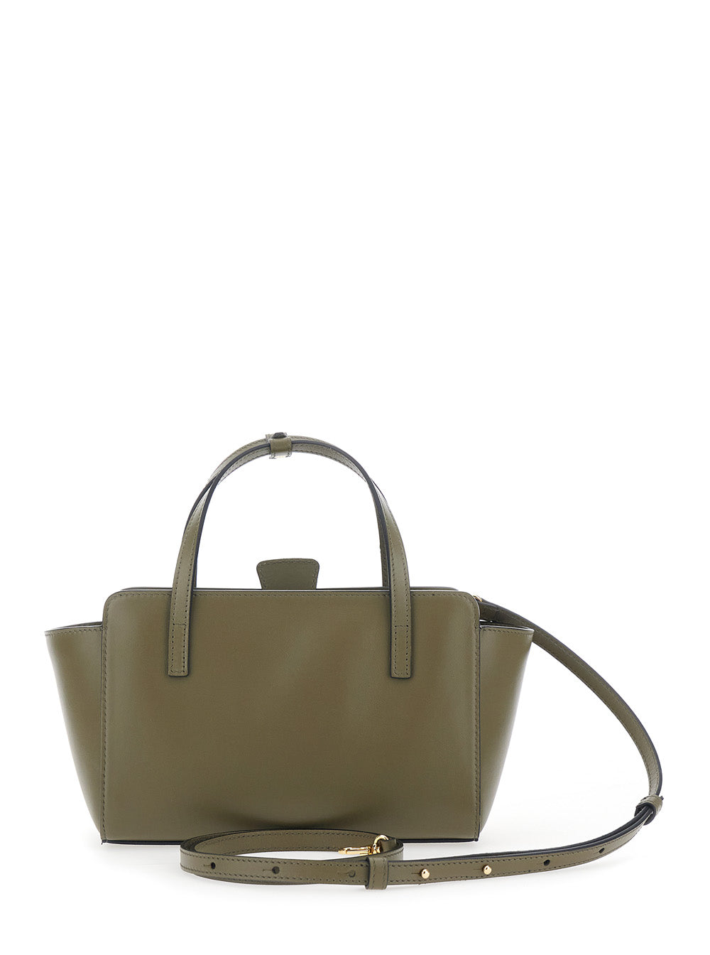 Handbag With Flap Closure In Green Leather For Women Calf Hand Bags
