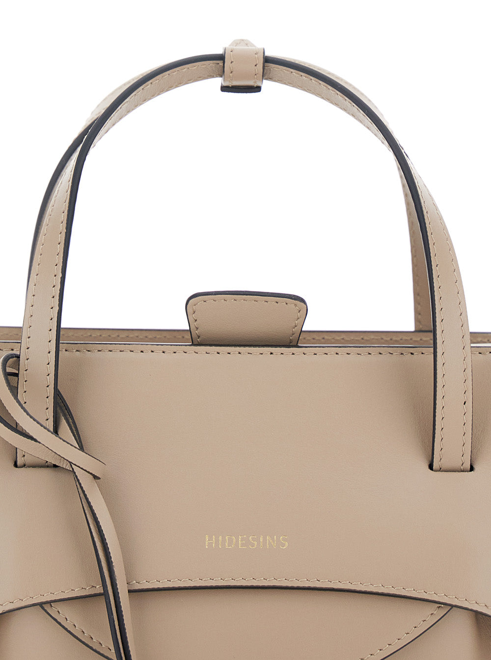 Beige Handbag With Leather Detail And Magnetic Closure Calf Hand Bags