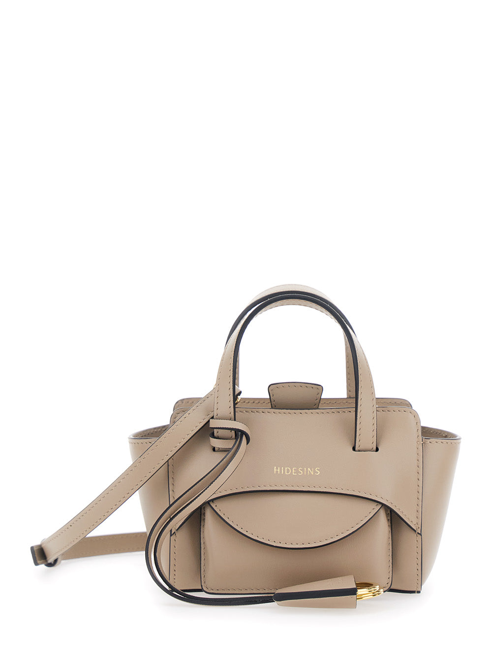 Beige Leather Flap Handbag For Women Calf Hand Bags