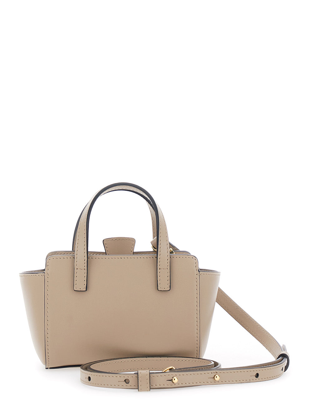 Beige Leather Flap Handbag For Women Calf Hand Bags