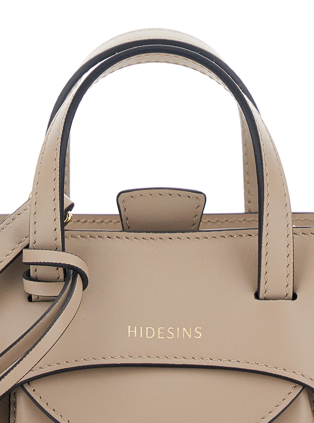 Beige Leather Flap Handbag For Women Calf Hand Bags