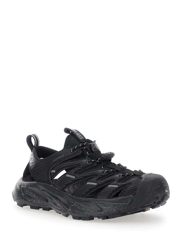 Hopara Black Sandals With High Rubber Sole And Logo Lettering On The Side Tech Fabric Unisex