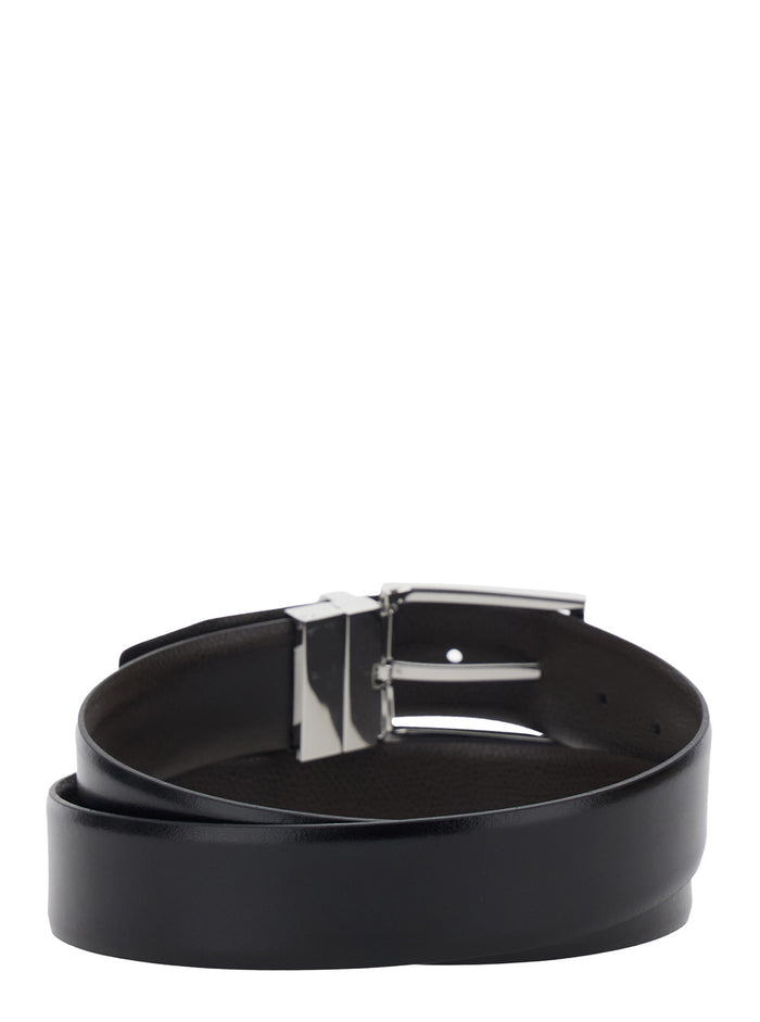 Mens Otano Reversible Belt with Black Leather Buckle Fabric/leather