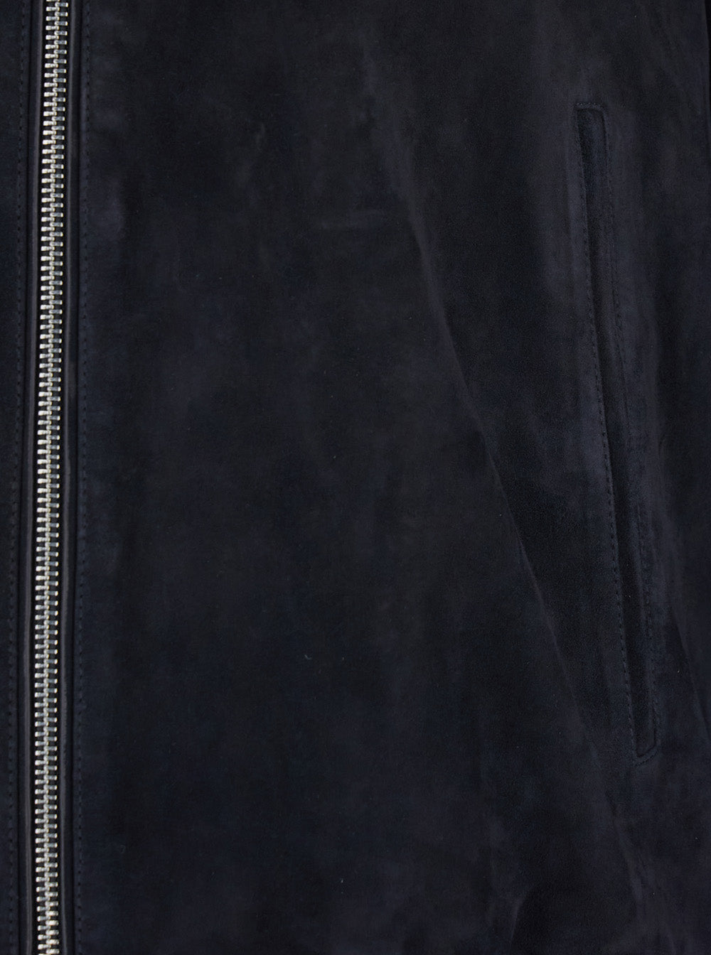 Blue Jacket With Cuban Collar And Two Welt Pockets On The Front Suede For Men Blu
