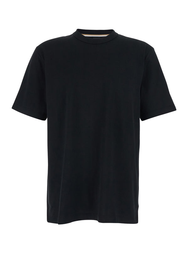 T-Shirt Crew Neck Black Cotton T-shirts