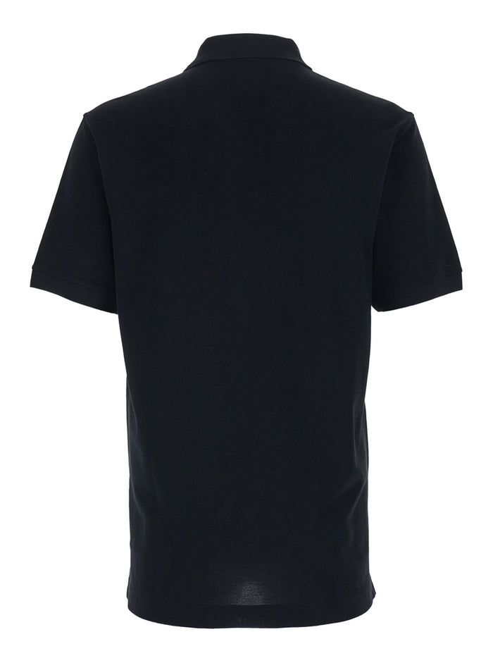 Black Cotton Polo with Tone-on-Tone Logo for Men Tshirts And Shirts