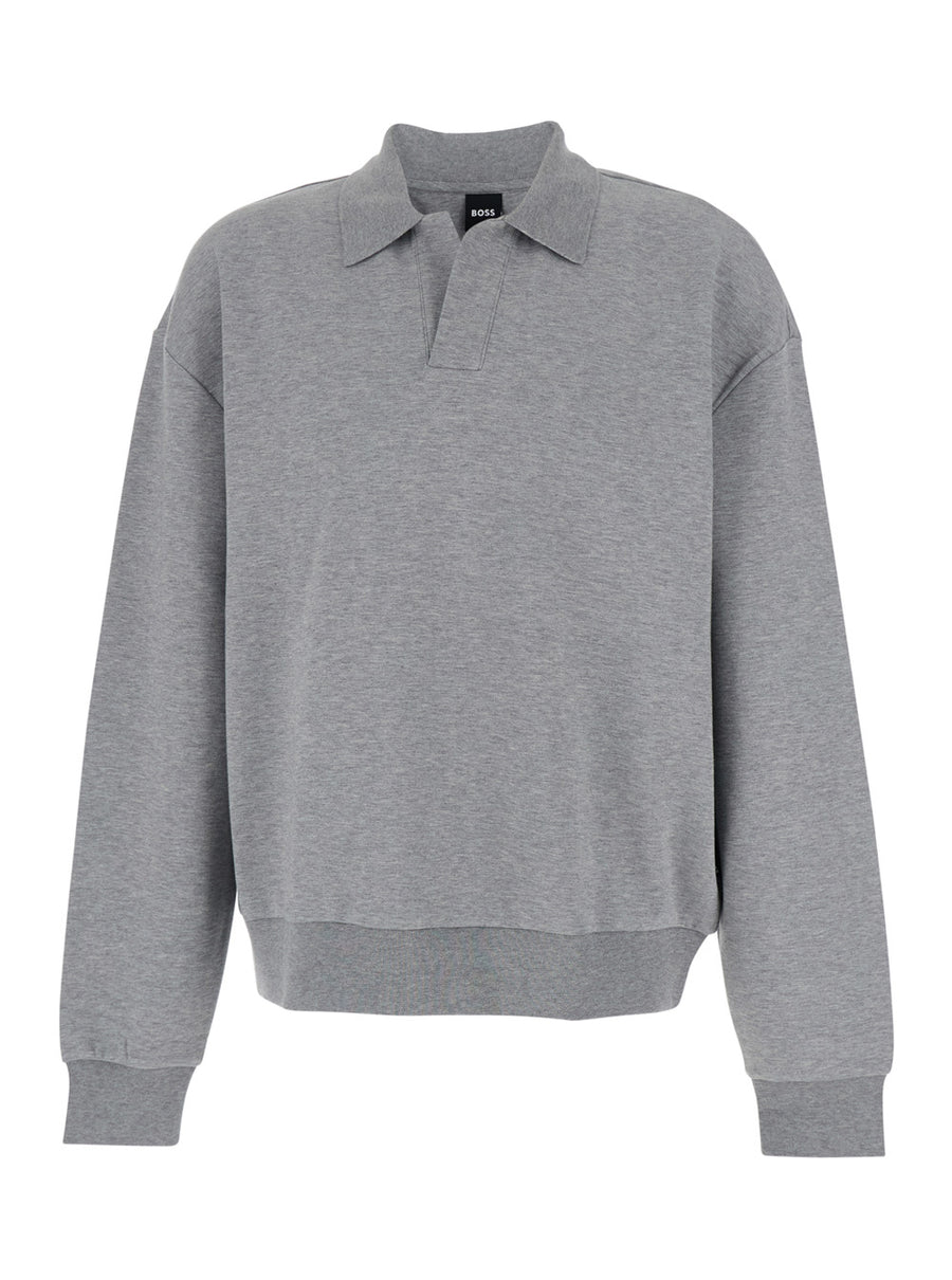 Long Sleeve Polo Grey Cotton T-shirts