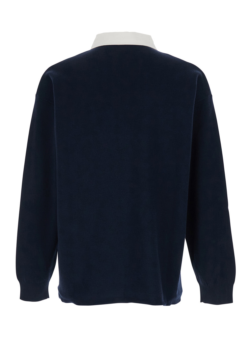 Polo Collar Sweater in Cotton and Wool Blend for Men Blu Virgin Tshirts Shirts
