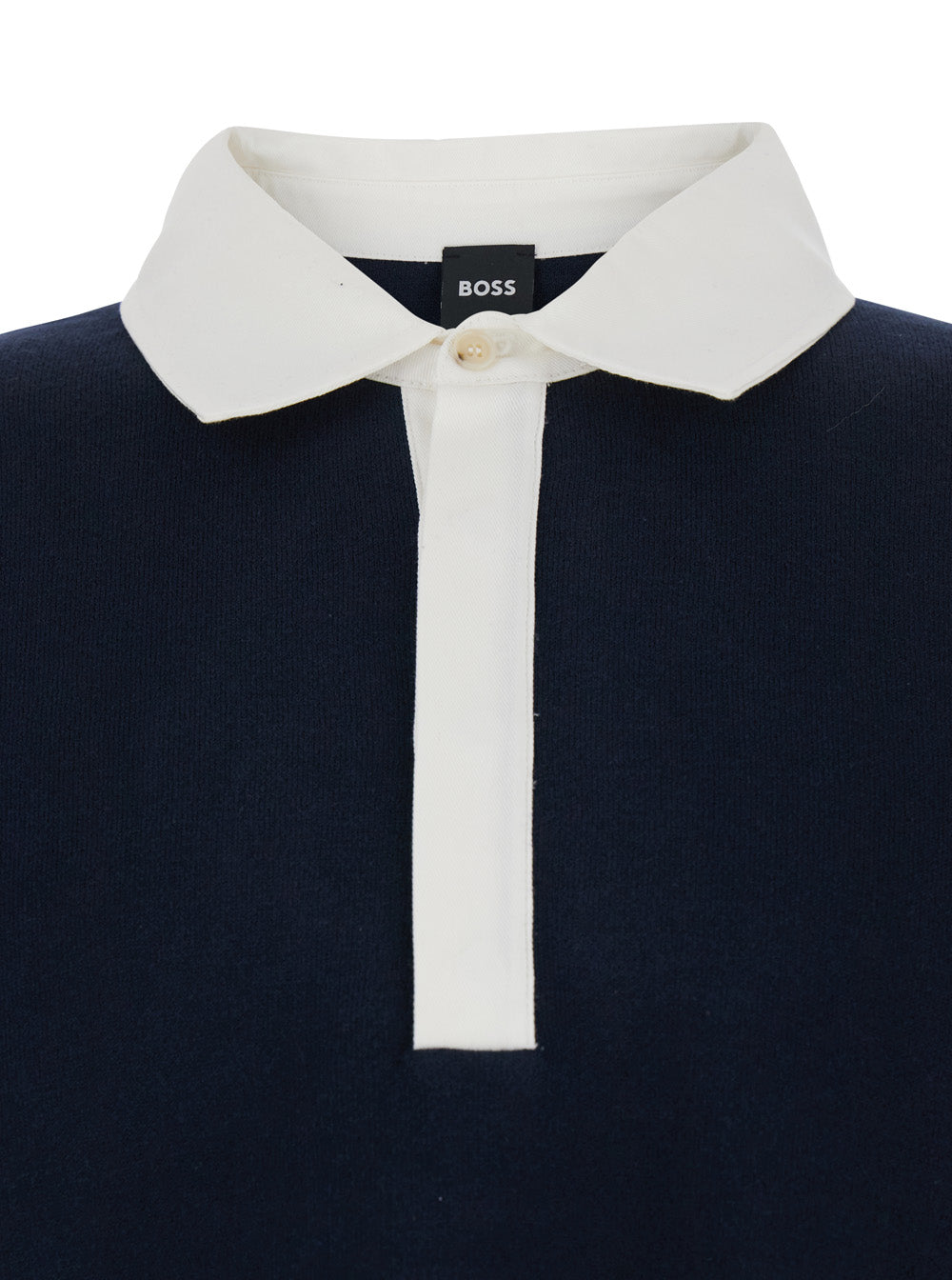 Polo Collar Sweater in Cotton and Wool Blend for Men Blu Virgin Tshirts Shirts