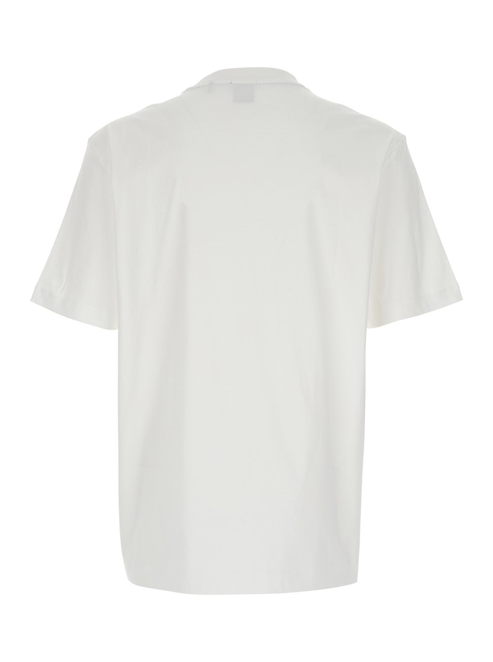 T-Shirt Boss Crew Neck with Logo Patch on the Front in White Cotton for Men Tshirts And Polo Shirts