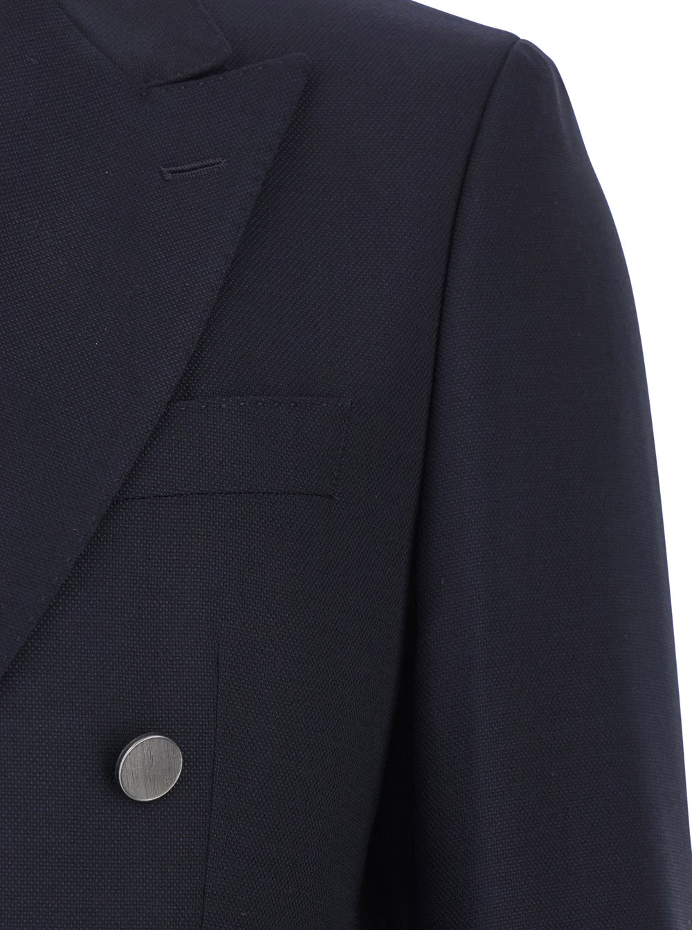 Double-breasted Huston Jacket with Peak Revers and Single Vent on the Back in Blue Wool Blend for Men Blu Virgin Elastane Blazers