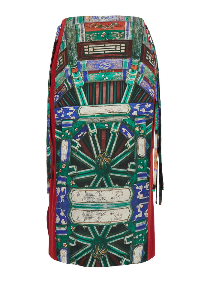 Dress Tiziano With Multicolor Print Silk Women Sapphire Skirt