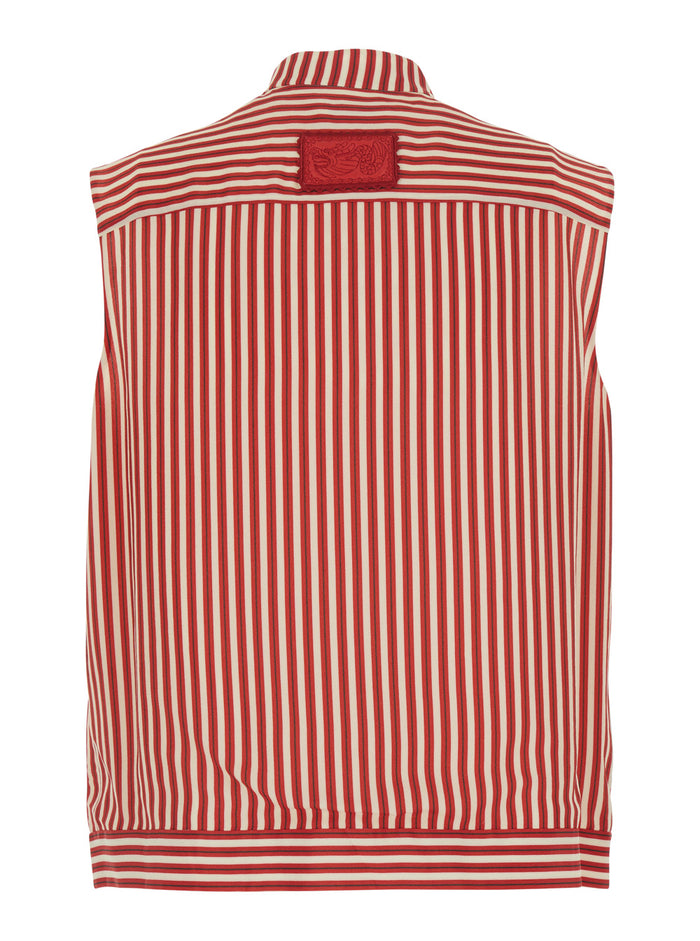 Shirt Lorenzo Red With Vertical Stripes Silk And Viscose For Women Blouses