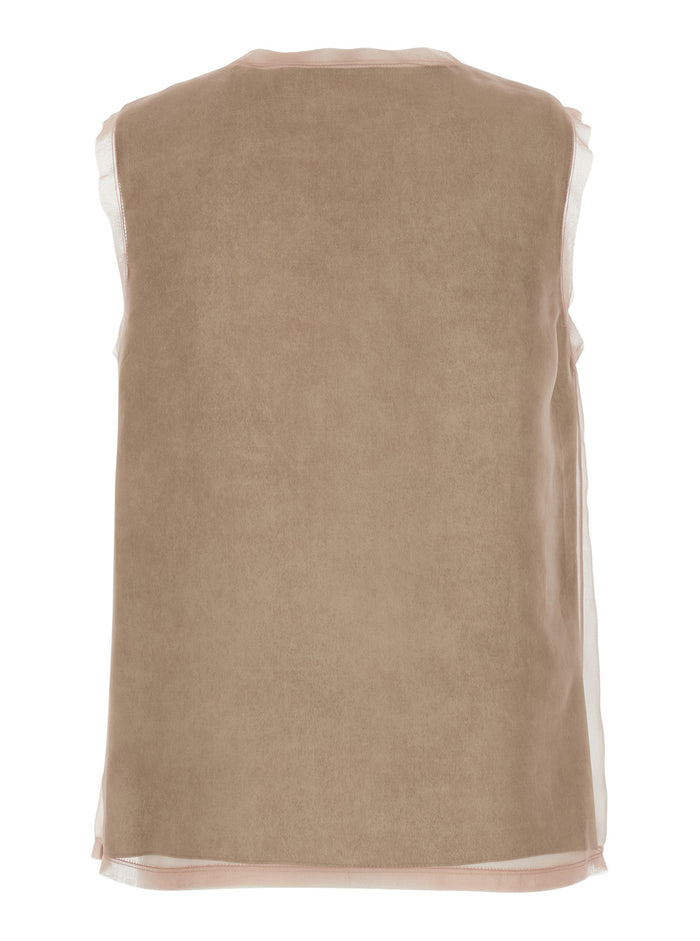 Top Quirino Pink With Elegant Silk Details For Women Tops