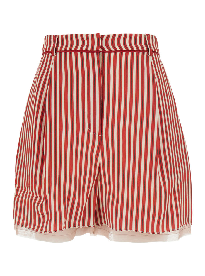 Shorts Zeno With Red Stripes Silk And Viscose For Men Bermuda