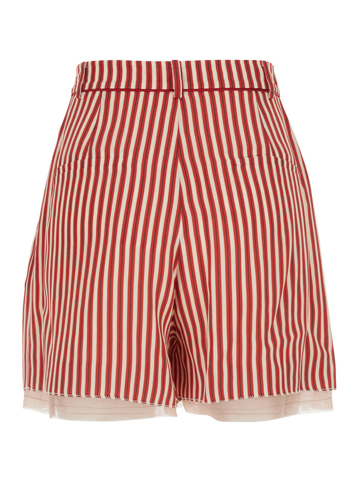 Shorts Zeno With Red Stripes Silk And Viscose For Men Bermuda