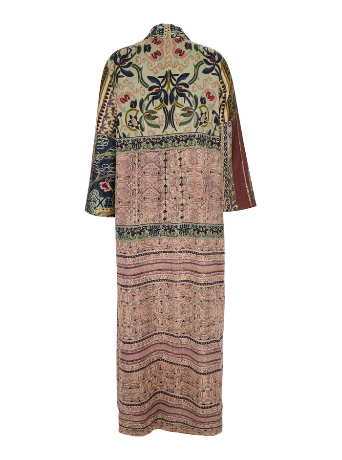 Ciclamino - Dress With All-Over Multicolor Motif Silk Women Sapphire Jersey